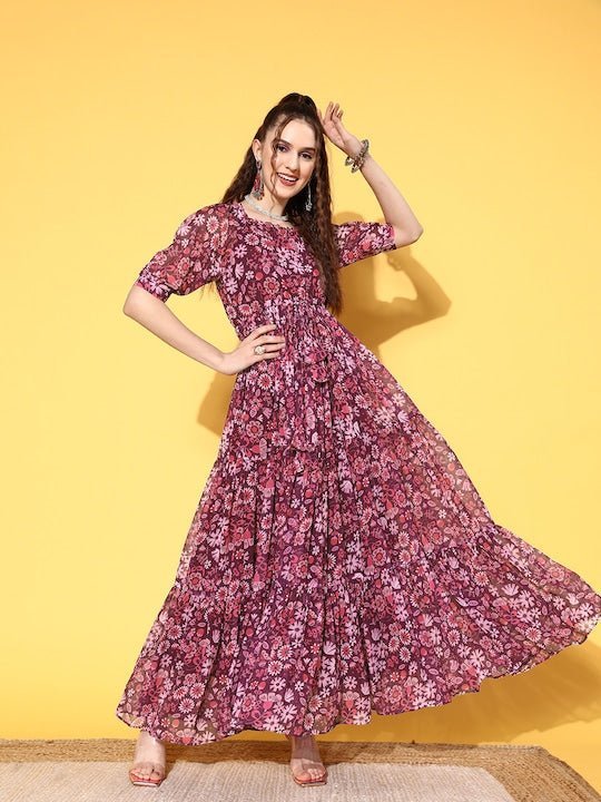 Designer Floral Print Full Flared Gown With Dupatta, Fully Stitched  Readymade Salwar Suit, Indian Wedding Gown Anarkali Suit, Gown, Gifts - Etsy